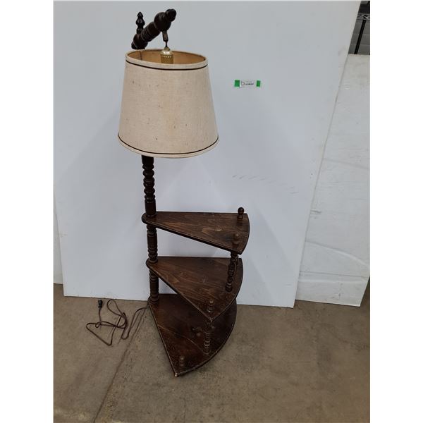 *Vintage MCM Wooden Step Up Plant Stant Lamp, 18" x 21" x 53", Cannot Ship, Powers On