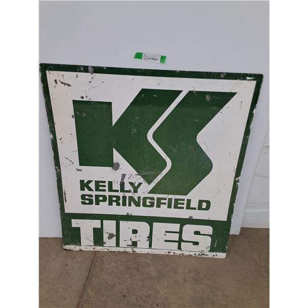*Vintage Single Sided Metal Kelly Springfield Tire Sign, 36" x 33", Cannot Ship