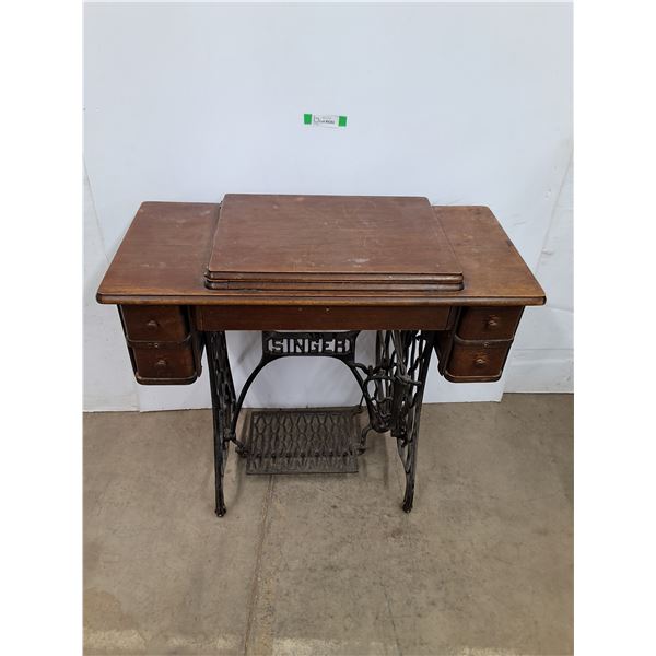 *Vintage Singer Sewing Machine Cabinet w/ Sewing Machine, 34" x 16" x 30", Cannot Ship, As Is