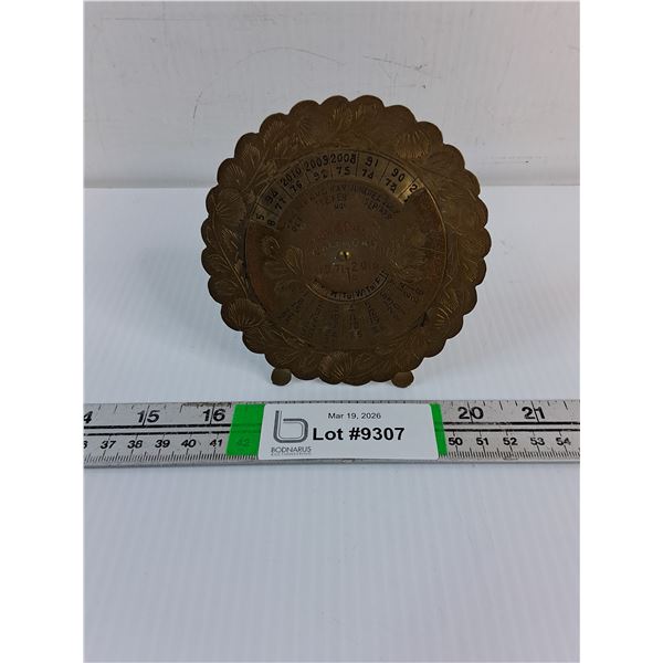 Vintage Brass Perpetual  Desk Calendar