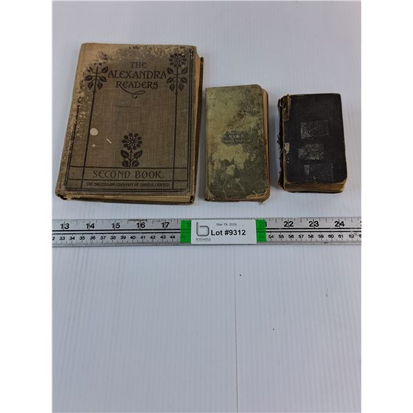 (3) Antique Books-Alexandra Reader,1916 Diary/Memorandum and Religious Book