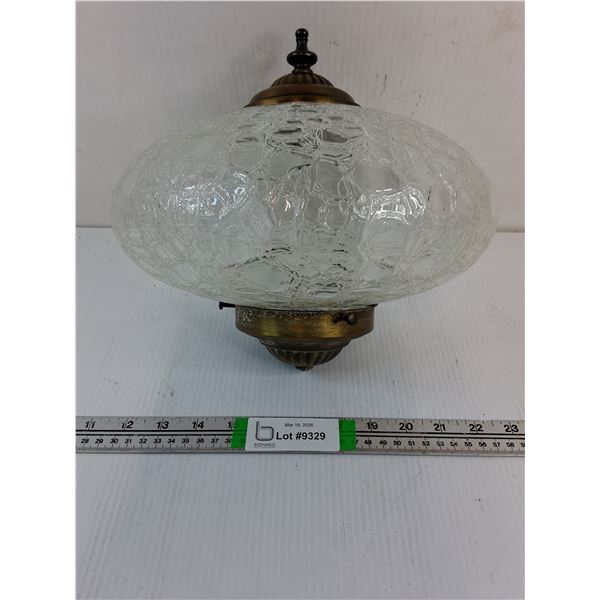 Mid Century Modern Swag Ceiling Lamp,Clear Crackle,Brass Hardware-12"- PICK UP
