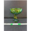 Image 1 : Iridescent Flower Shaped Glass Footed Bowl 7.5"