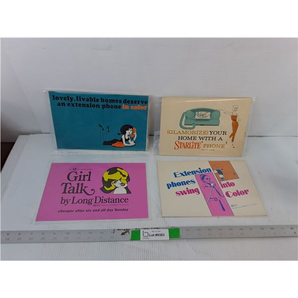 Vintage Cardboard Phone Advertising Signs 10.5" x 7"