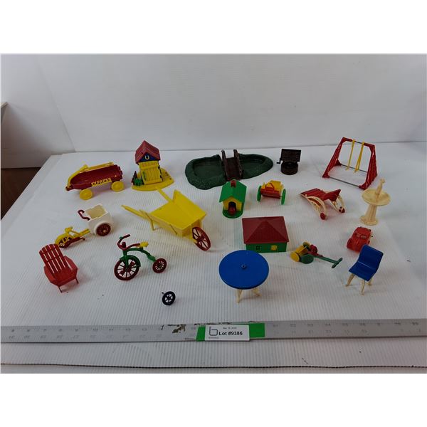 Vintage Plastic Dollhouse & Yard Furniture