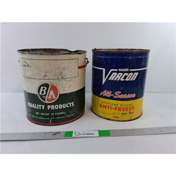 Vintage B/A & Varcon Metal Cans 8.25"