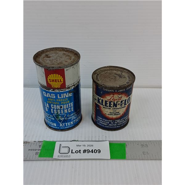 Vintage Shell & Kleen-Flo Gas Line Antifreeze- Full, Cannot Ship