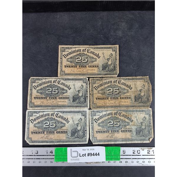 Antique Dominion of Canada 25 Cents Banknotes