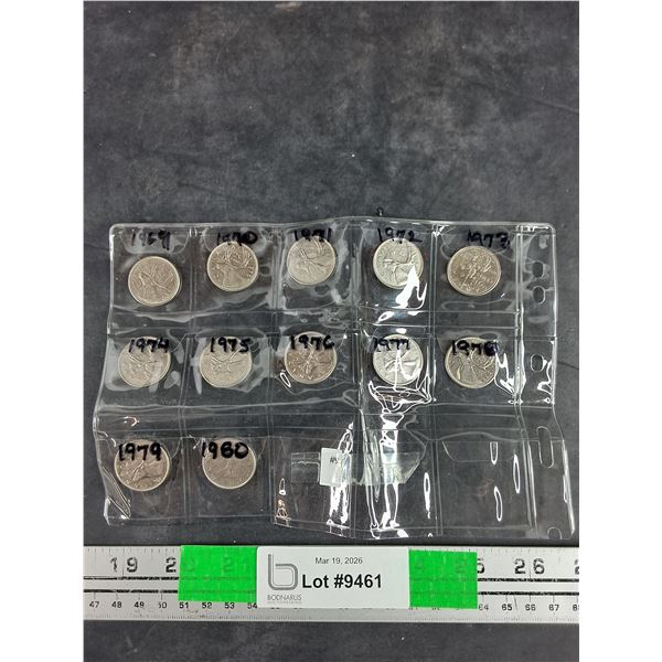 (12)  $0.25 Cent Quarters Coins - From 1969 - 1980 INC