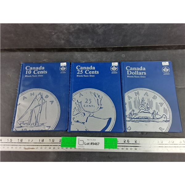 (3) Coin Folder Books (USED) for 10, 25 Cents & 1 Dollar Coin