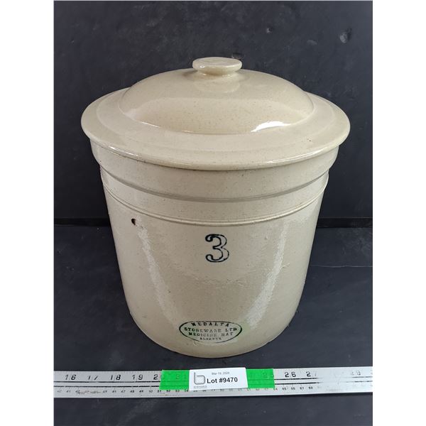 Vintage Medalta 3 Crock Pot w/Lid - As Is