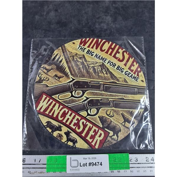 Winchester The Big Name for Big Game Metal Sign 8"