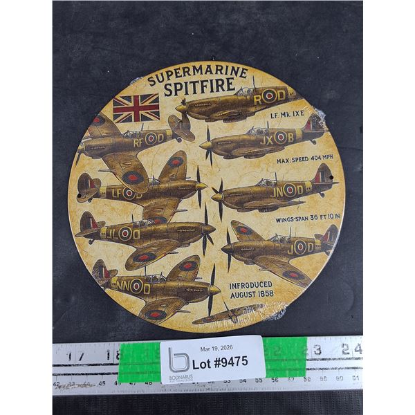 Supermarine Spitfire Metal Sign 8"