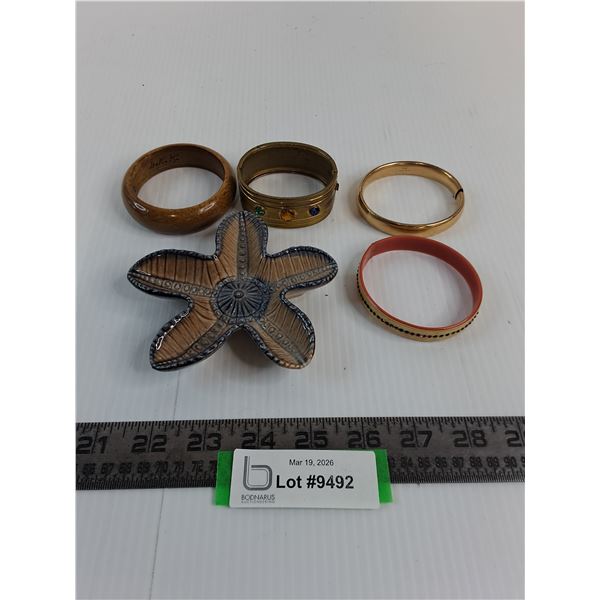 (4) Bracelets & Irish Ceramic Jewelry Dish