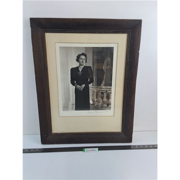 Vintage Wood-Framed 19" x 24" Photograph of Margaret Alexander of Turin