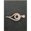 Image 2 : Silver Pendant w/Round Purple Stone