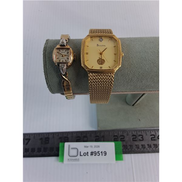(2) Vintage Wrist Watches (Bulova Mens & Denco Ladies)