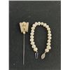 Image 2 : Pearl Like Brooch, Possibly Freshwater Pearl Bracelet