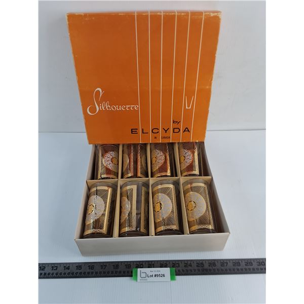 MCM Set of 8 Elcyda "Silhouette" Sugar Texture Highball Glasses