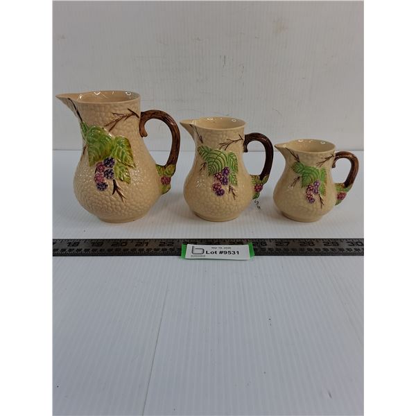 Vintage 3-Piece English Wade "Bramble" Pitcher Set