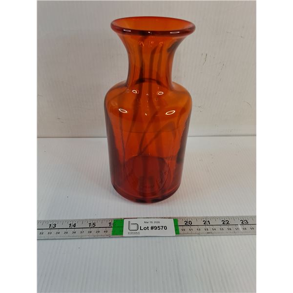 (1) Vintage Amber Coloured Glass Vase-Made in Canada
