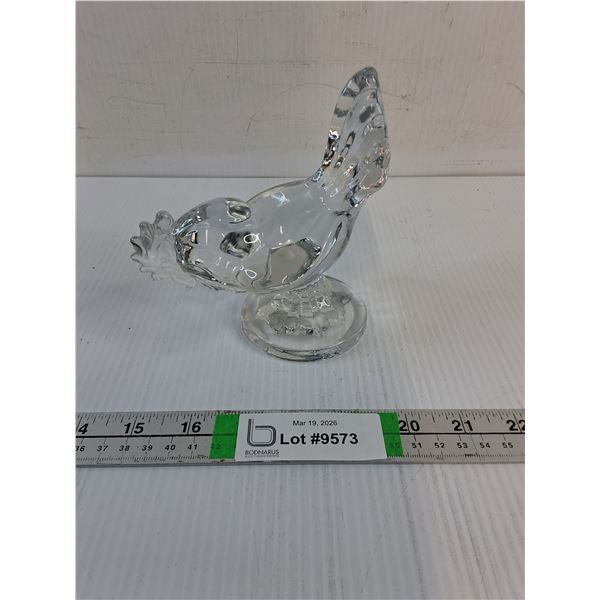 (1) Vintage Crystal Glass Figurine of Hen or Rooster