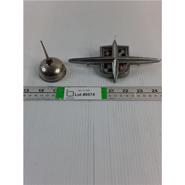 1959 Meteor Hood Emblem-Canadian Made Only Car-Distinctive 4-Pointed Star Design and Sewing Machine