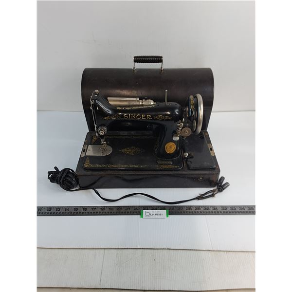 Vintage Singer Electric Portable Sewing Machine - Untested, As is - No Key to Latch Lid