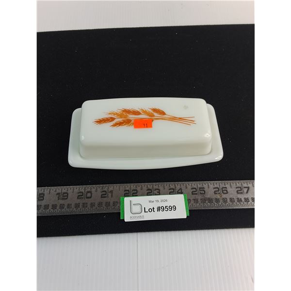 Vintage Pyrex "Autumn Harvest" Milk Glass Butter Dish