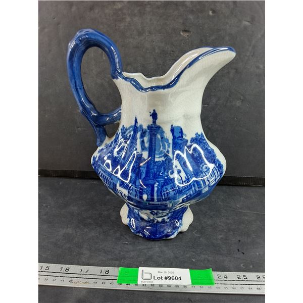 Vintage Flow Blue Ceramic Pitcher