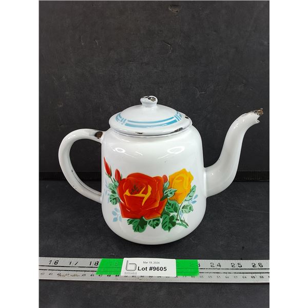 Vintage Enamel Tea Pot
