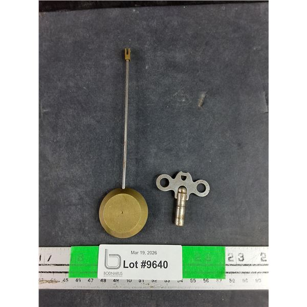 Vintage Clock Pendulum & Winding Key
