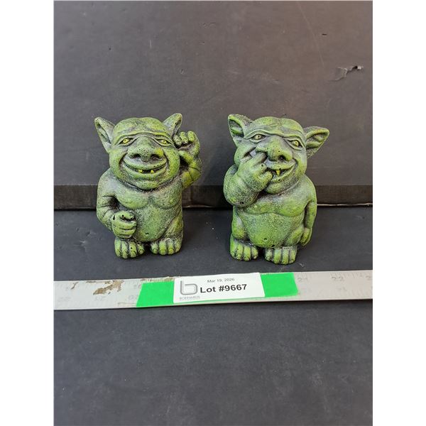 (2) Concrete Garden Ogre Figurines 4"