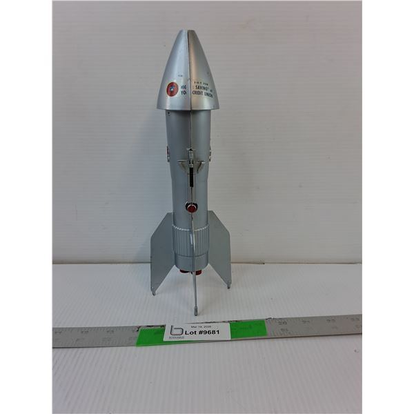 1957 Astro Mfg. Berzac Guided Missile Mechanical Coin Bank 11.5"