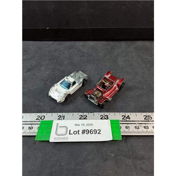 (2) Vintage 1967 Hot Wheels Redlines, Ford J -Car, Hot Heap