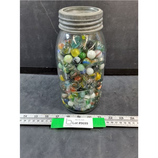 Vintage Gem Jar w/ Various Vintage Marbles