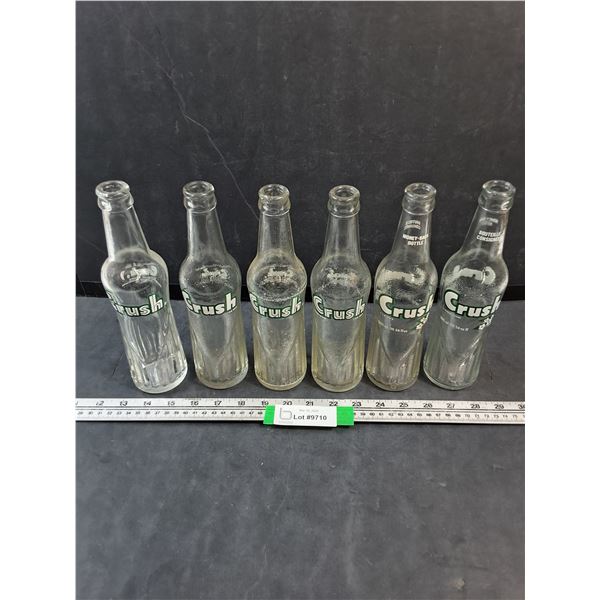 (6) Vintage Clear Orange Crush Bottles
