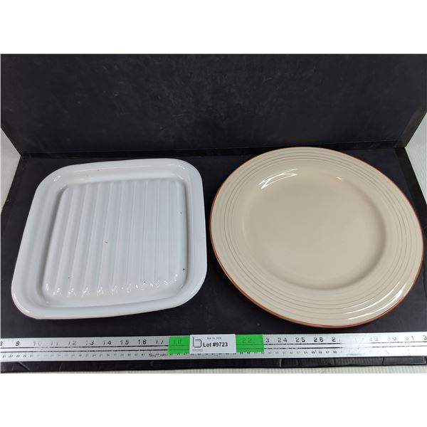 13" Jamie Oliver Ceramic Platter, Corning Ware Baking Rack
