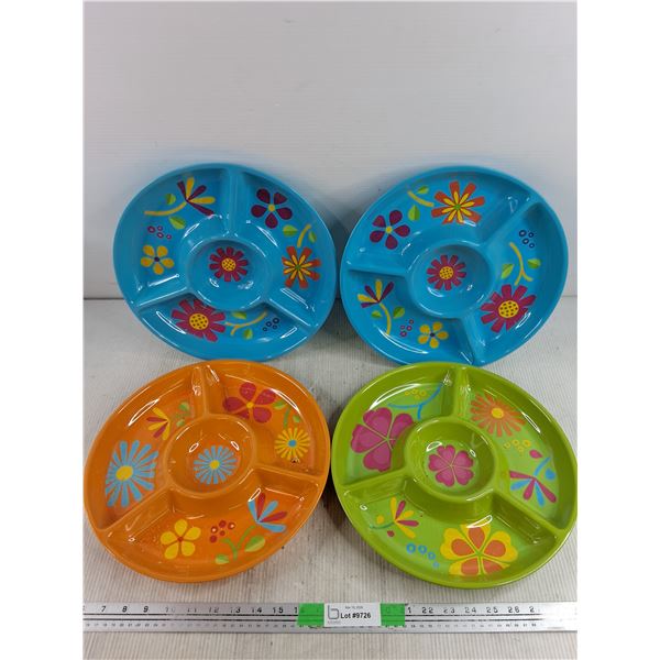 (4) Chip & Dip Plastic Trays 12"