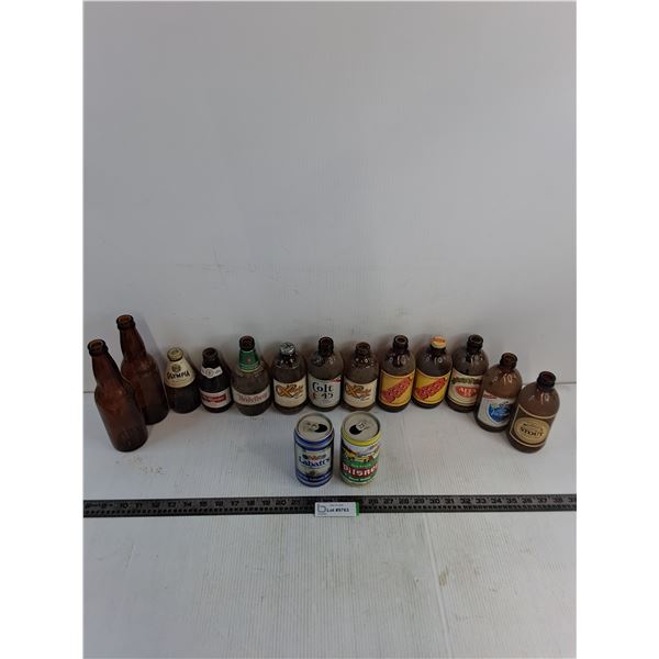 (15) Mostly Vintage Empty Beer Bottles & Cans - Cannot Ship