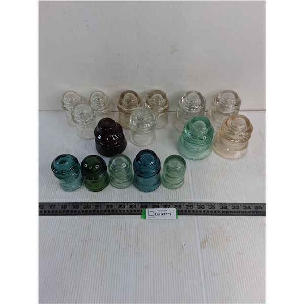 (16) Vintage Glass Insulators -PICK UP ONLY