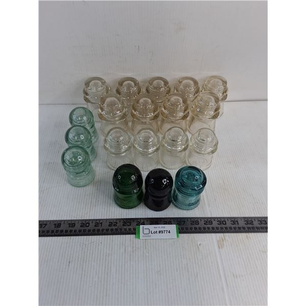 (19) Vintage Glass Insulators - PICK UP ONLY