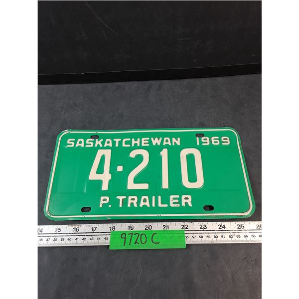 1969 Saskatchewan Four Digit Private Trailer License Plate