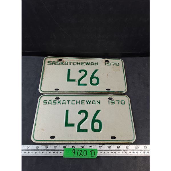 Pair of 1970 Saskatchewan Two Digit Livery License Plates