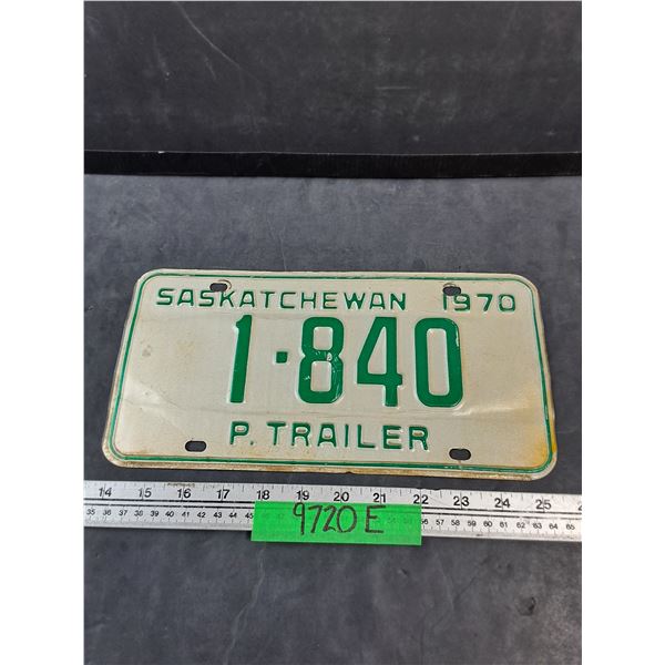 1970 Saskatchewan Four Digit Private Trailer License Plate