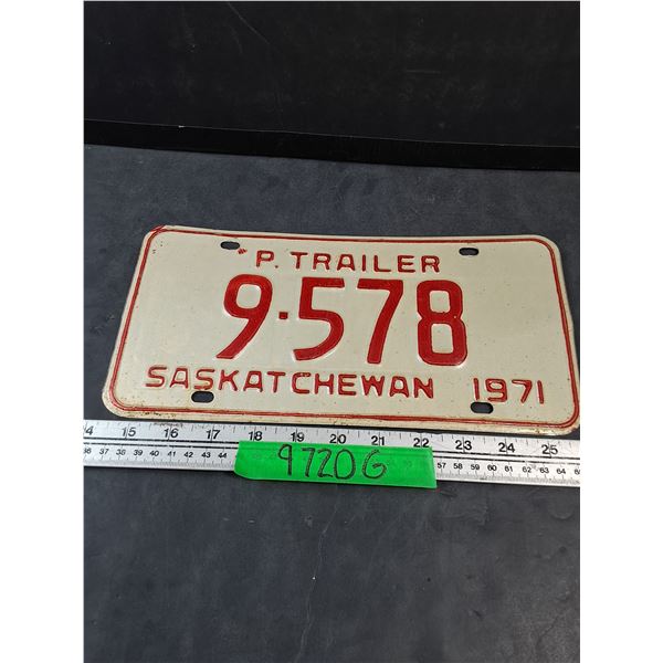 1971 Saskatchewan Four Digit Private Trailer License Plate