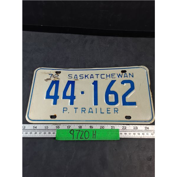 1972 Saskatchewan Five Digit Private Trailer License Plate