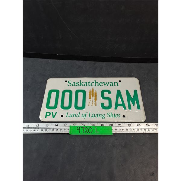 Saskatchewan Private Vehicle Sample License Plate, Excellent Condition