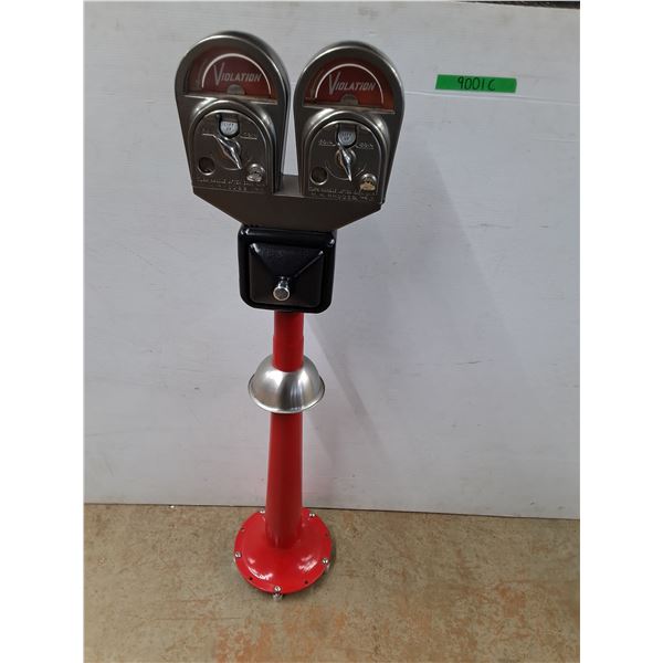 #Vintage Restored Double Head Parking Meter w/ Both Keys, 47" Tall-CANNOT SHIP
