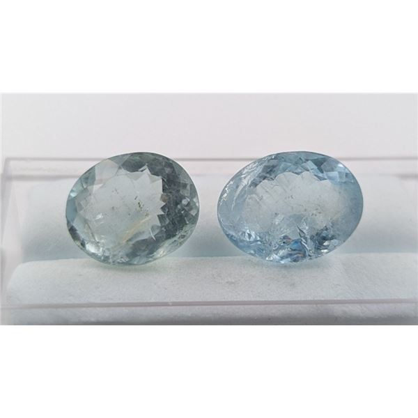 *^ 14.65 ct Certified Aquamarine gemstone Pair -Oval Cut ($6,595 Appraisal)